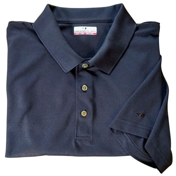 GRAND SLAM Polo Golf Shirt Short Sleeve Performance Fabric Black Size XXL - Picture 1 of 9